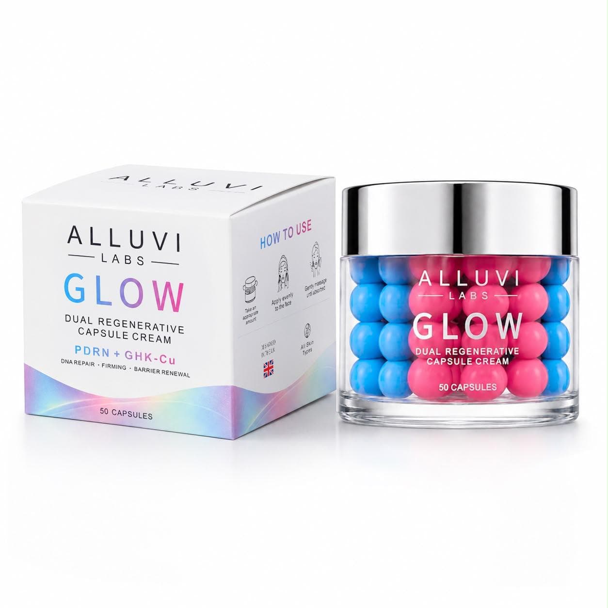 ALLUVI LABS GLOW DUAL REGENERATIVE CAPSULE CREAM PDRN + GHK - CU 50 CAPSULES